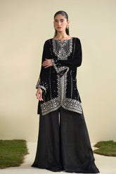 FW25DA-2822  BLACK  2PCS  EMBROIDERED KURTA WITH TROUSER